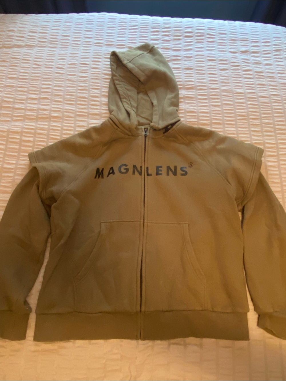 Urban Outfitters UO MAGNLENS Tan Green Zip-Up Hoodie